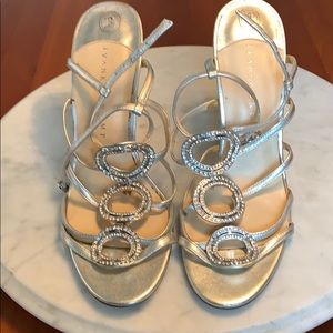 Ivana Trump Silver Heels with Rhinestone Circles 🤩